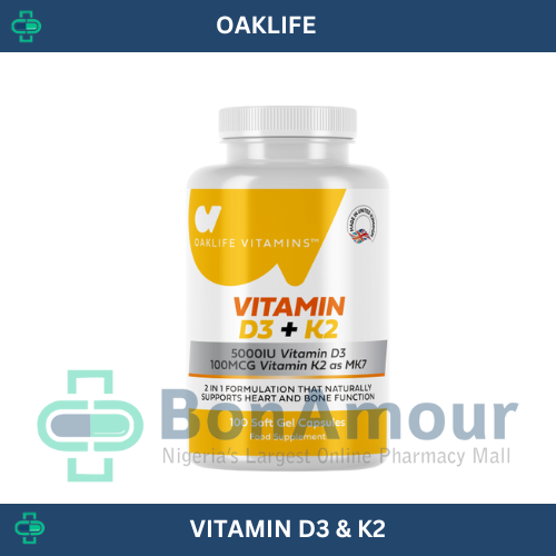 Oaklife Vitamin D3 Plus K2 x 100 Capsules