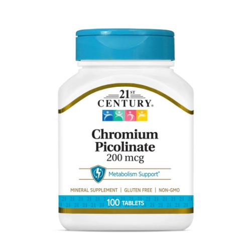 21ST CENTURY CHROMIUM PICOLINATE 200 MCG X100 TABLETS