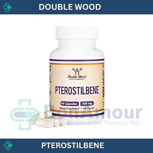 DOUBLE WOOD PTEROSTILBENE 100MG CAPSULES 60 CAPSULES, SUPERIOR TO RESVERATROL, ANTIOXIDANT FOR LONGEVITY SUPPORT