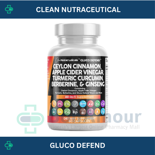 CLEAN NUTRACEUTICALS GLUCO DEFEND CEYLON CINNAMON , BERBERINE, TURMERIC COMBO X 60 CAPS