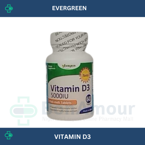 EVERGREEN VITAMIN D3 5000IU X 60 TABLETS
