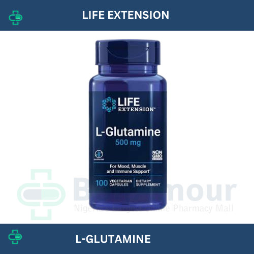 LIFE EXTENSION L-GLUTAMINE 500MG X 100 CAPSULES