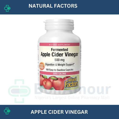 NATURAL FACTOR APPLE CIDER VINEGAR 500MG X 180 CAP