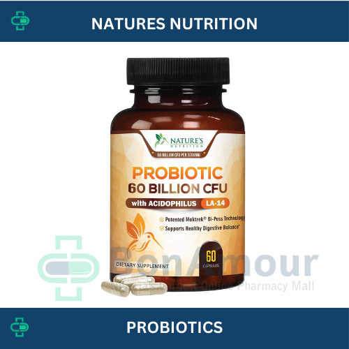 NATURES NUTRITION PROBIOTICS WITH ACIDOPHILLUS 60BCFU X 60 CAPSULES