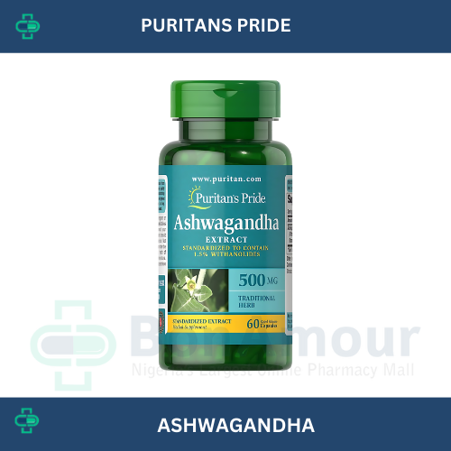 PURITANS ASHWAGANDHA EXTRACT 500MG X 60 CAPSULES