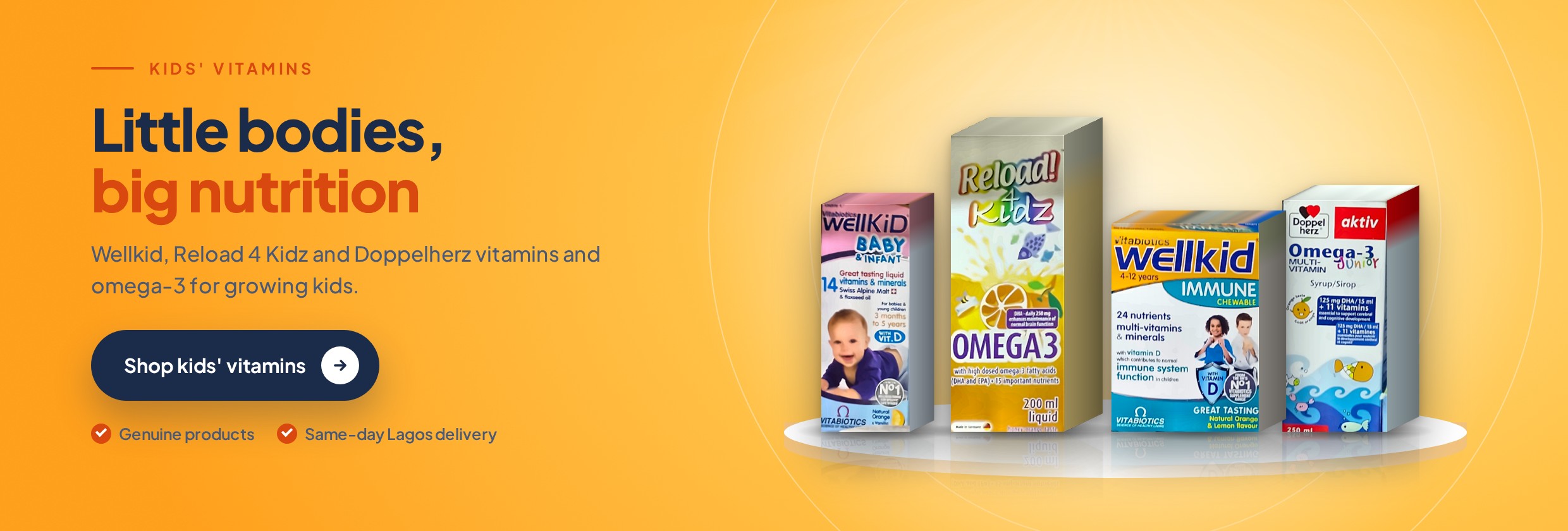 Little bodies, big nutrition: Wellkid, Reload 4 Kidz and Doppelherz vitamins and omega-3 for growing kids. Shop kids vitamins.