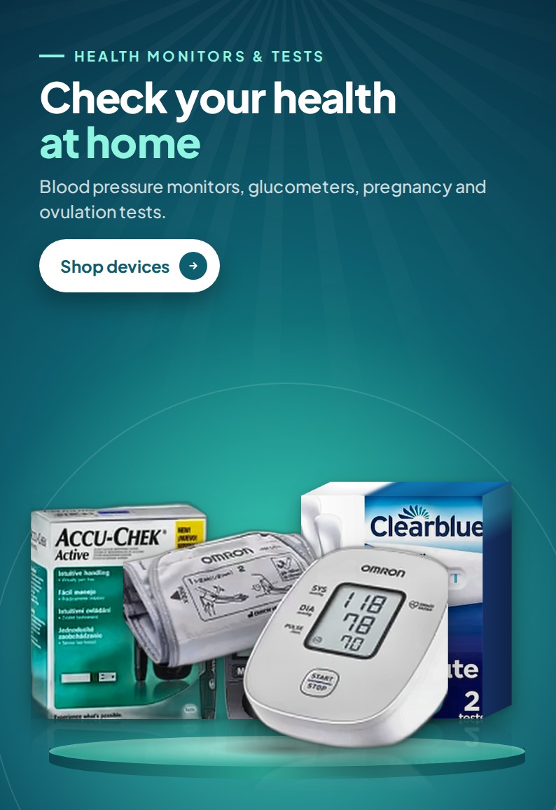 Home health monitors: blood pressure monitors, glucometers, pregnancy and ovulation tests