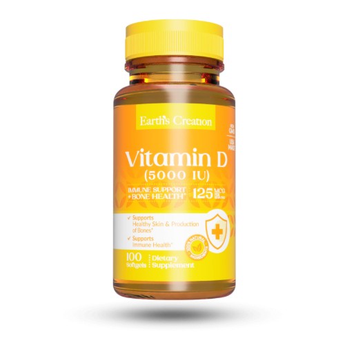 Earths Creation Vitamin D 5000IU x 100 Softgels