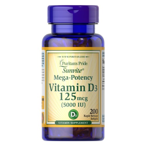 Puritans Pride Vitamin D3 5000Iu x 200 Softgels